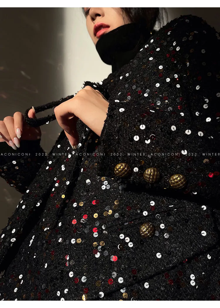 Aconiconi｜ bright  autumn and winter elegant design jacket Skirt - Rose tea