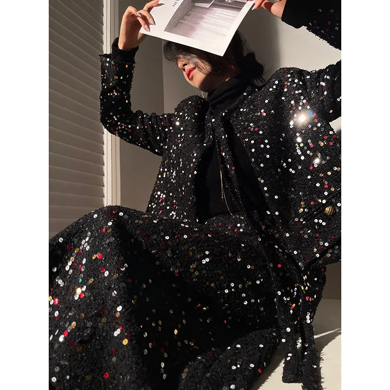 Aconiconi｜ bright  autumn and winter elegant design jacket Skirt - Rose tea