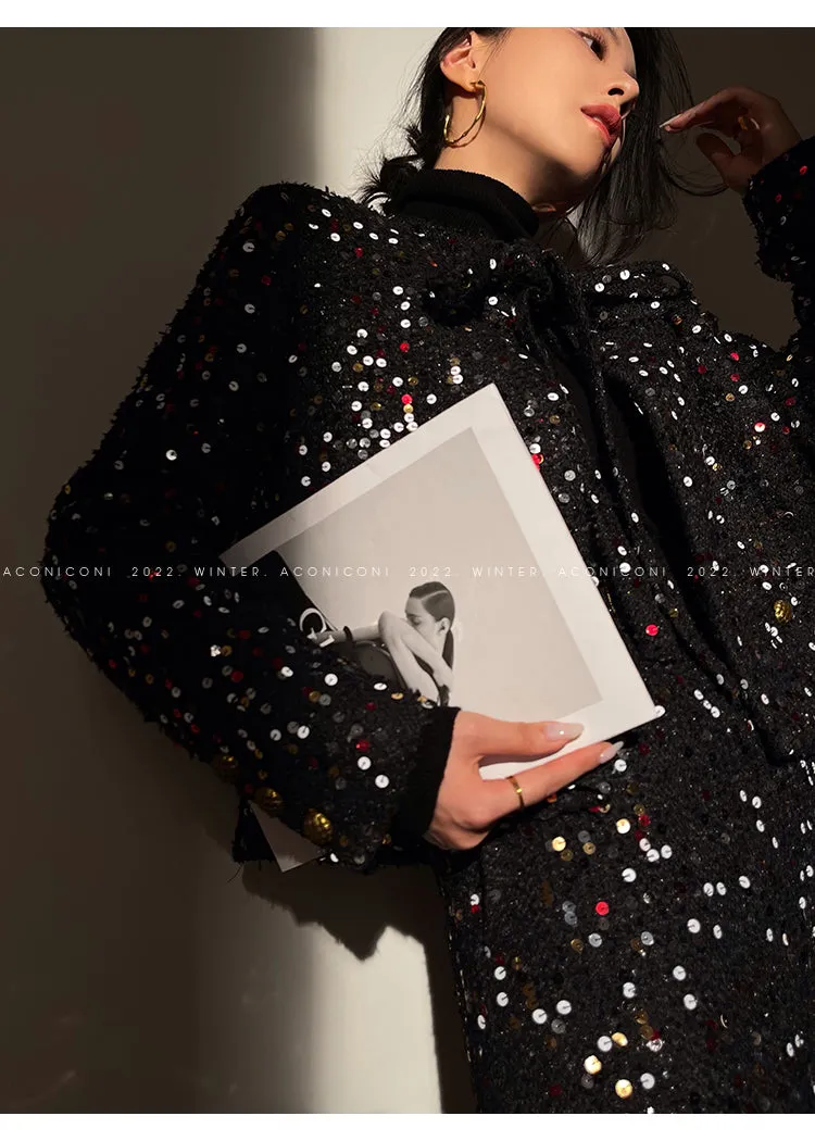 Aconiconi｜ bright  autumn and winter elegant design jacket Skirt - Rose tea