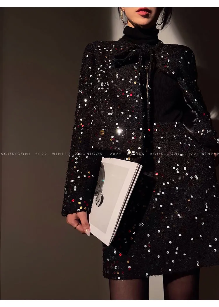 Aconiconi｜ bright  autumn and winter elegant design jacket Skirt - Rose tea
