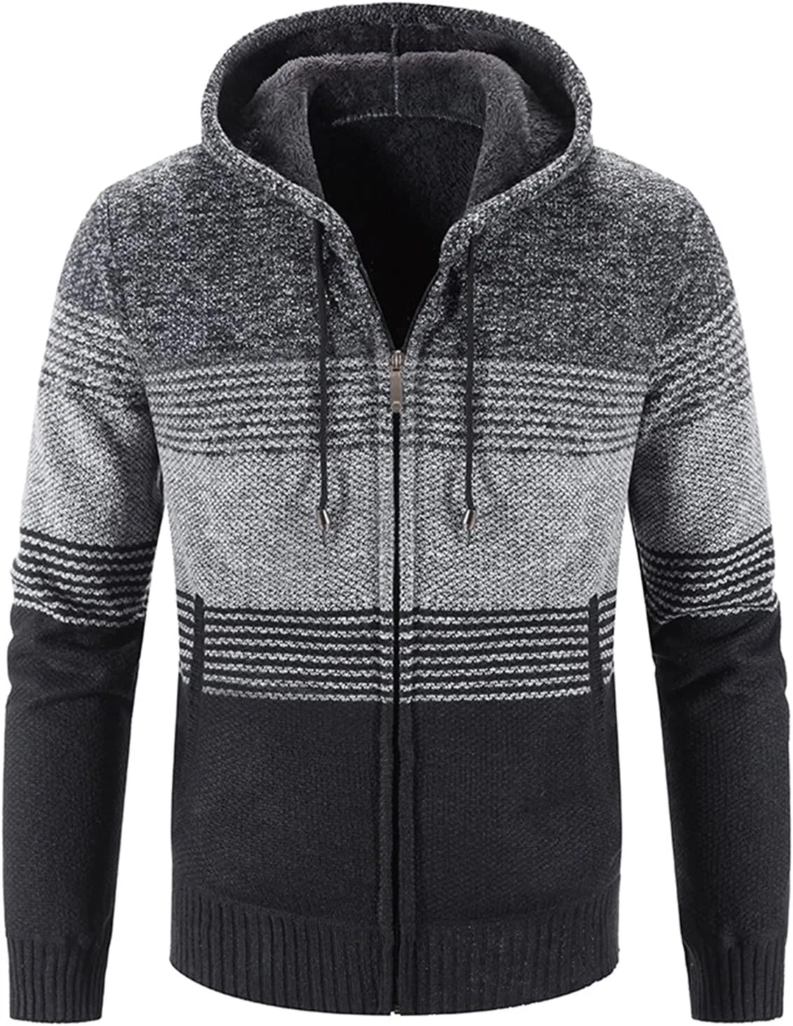BIFUTON Mens Cardigan Sweater, Men's Full Zip Cardigan Casual Printed Cable Knitted Stand Collar Sweaters Fall Winter Jackets