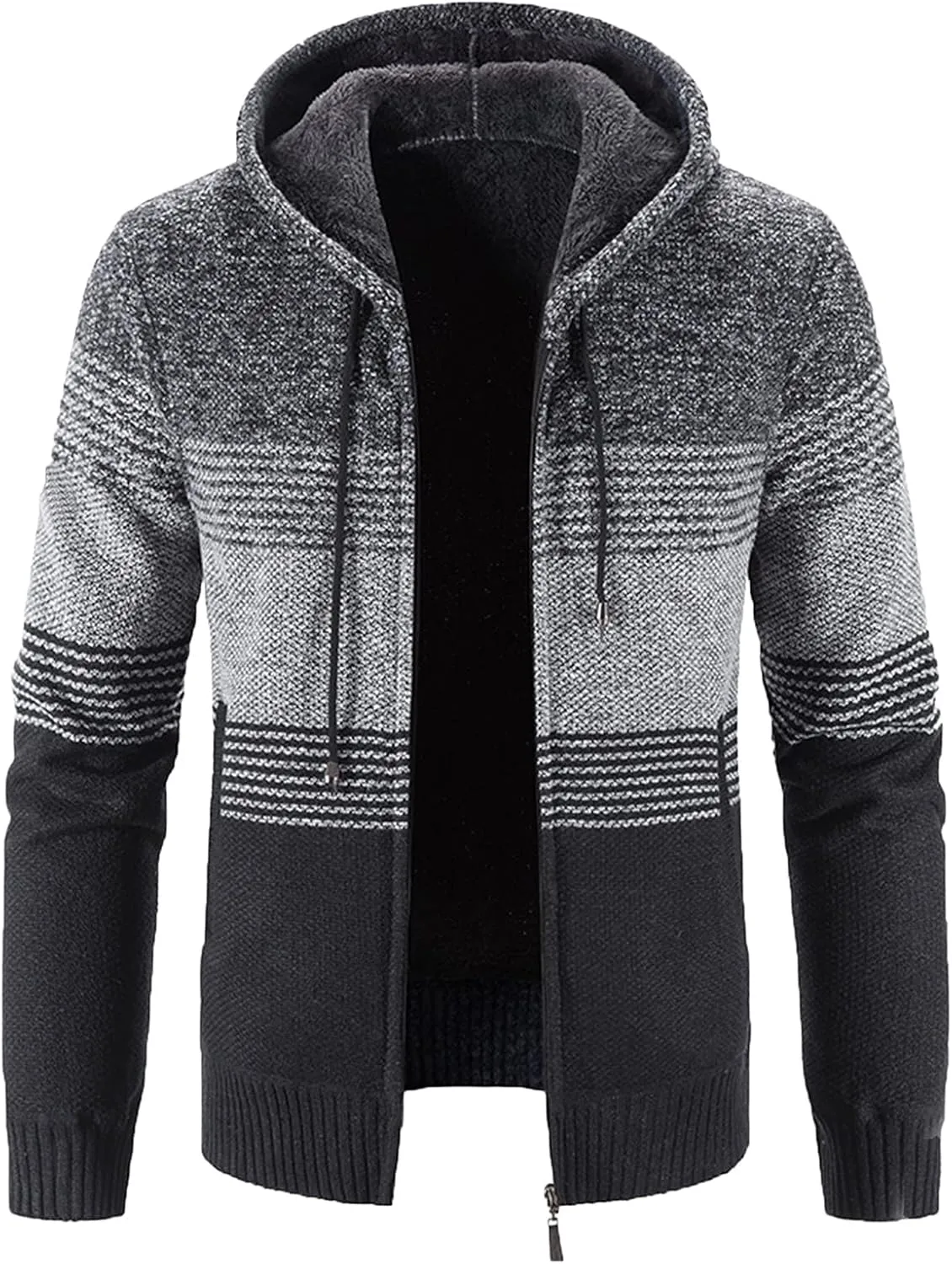 BIFUTON Mens Cardigan Sweater, Men's Full Zip Cardigan Casual Printed Cable Knitted Stand Collar Sweaters Fall Winter Jackets