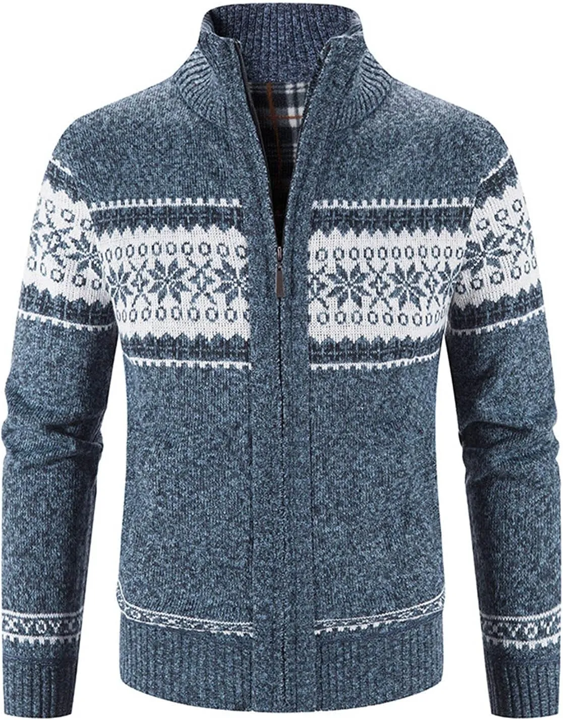 BIFUTON Mens Cardigan Sweater, Men's Full Zip Cardigan Casual Printed Cable Knitted Stand Collar Sweaters Fall Winter Jackets