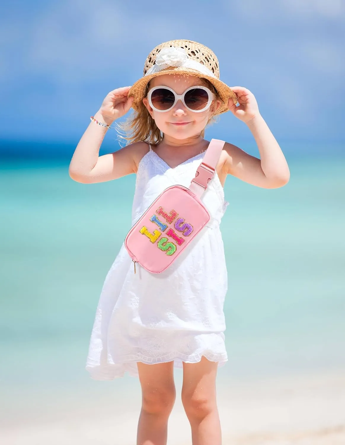 Big Sister Gifts For Girls, Big Sister Fanny Pack With Bracelet, Belt Bag For Girls Teens Kids, Personalized Christmas Birthday Gifts For Daughter Crossbody Bag Purse, Pink, Small, Lil Sis