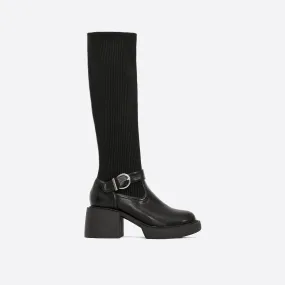 binfenxie-Women Buckle Decor Two Tone High Boots