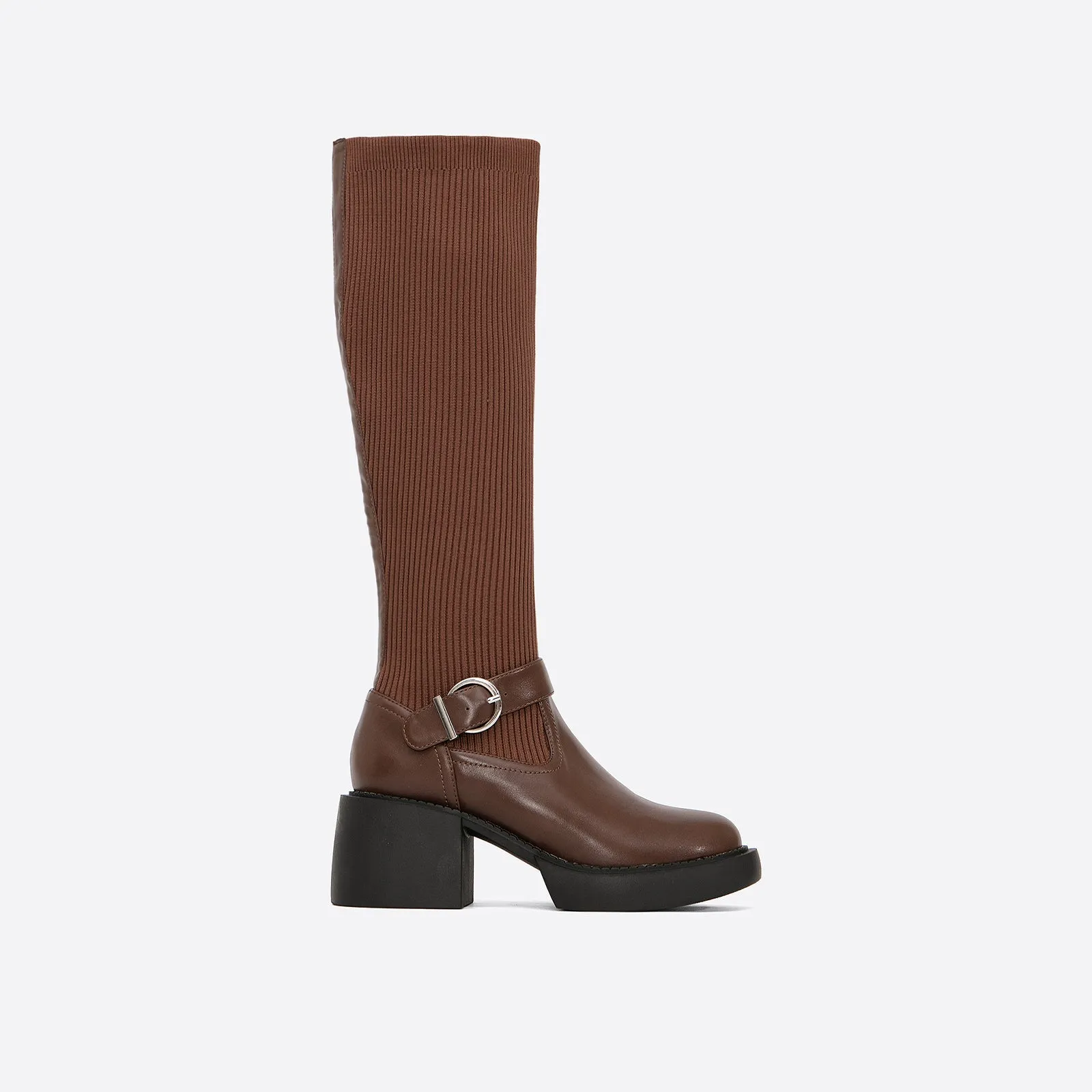 binfenxie-Women Buckle Decor Two Tone High Boots