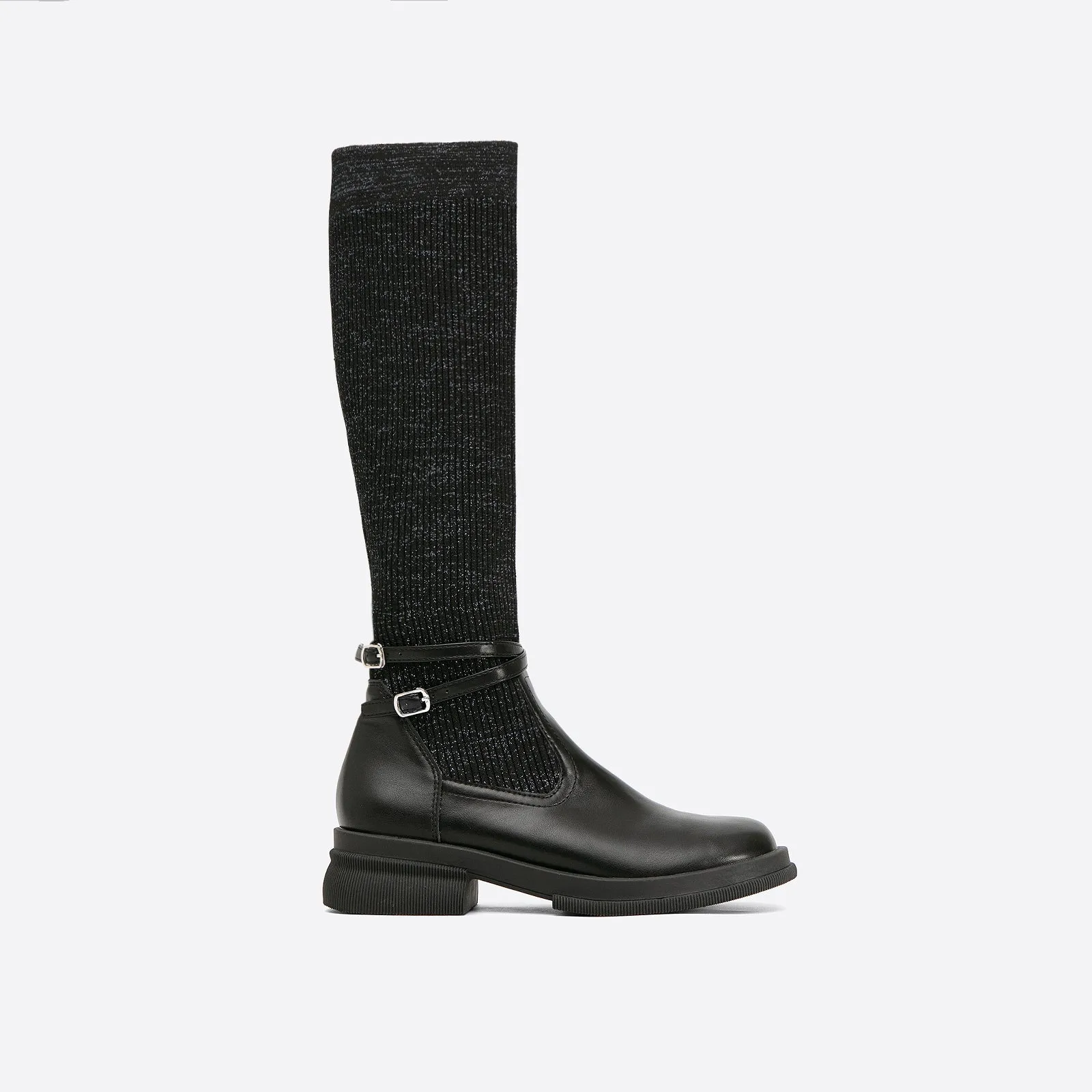 binfenxie- Women Double Strap Decor High Boots