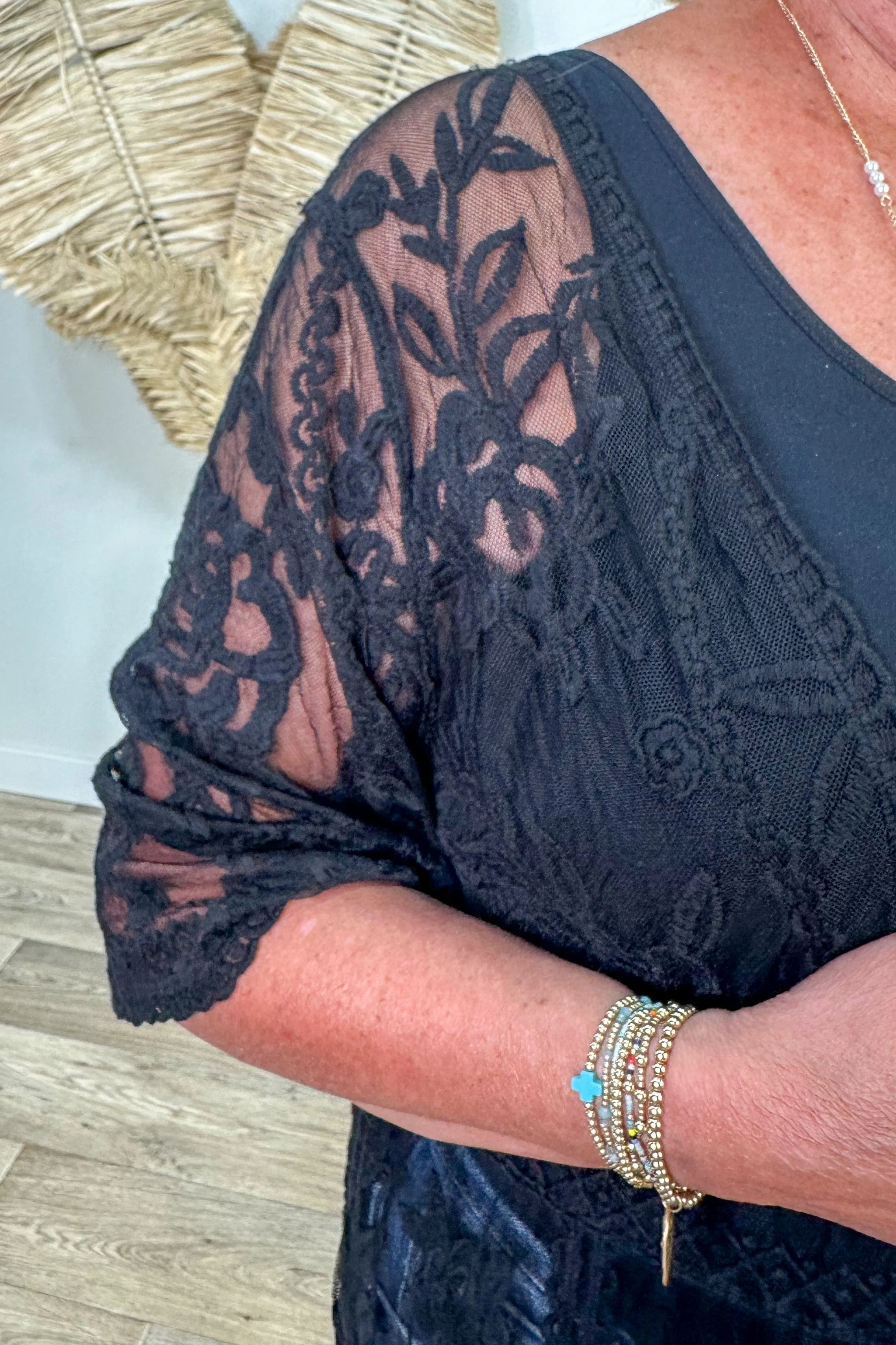 Black Floral Lace Kimono