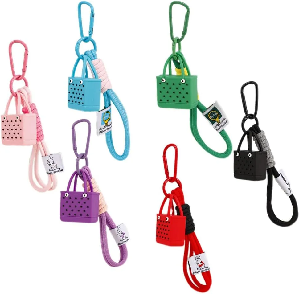 Bogg Bag Silicone Beaded Key Ring Bracelet,2Pcs, Keychain Wristlet With Cute Bogg Bag,For Women, Girls