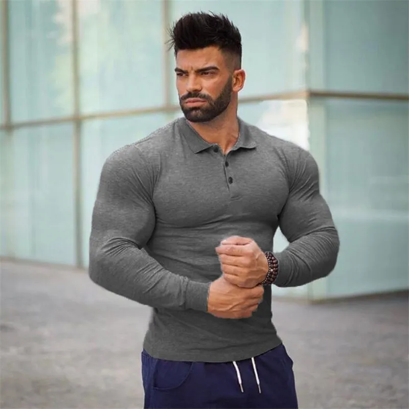 Breathable  Long Sleeve Polo Fitness T-Shirt