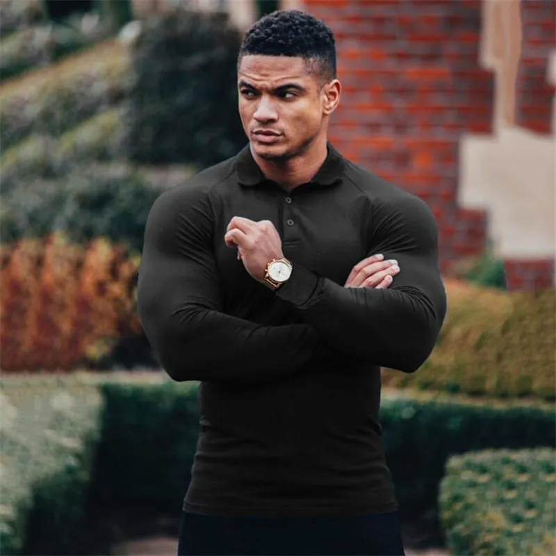 Breathable  Long Sleeve Polo Fitness T-Shirt