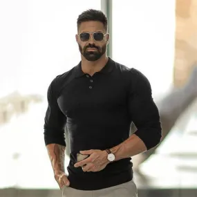 Breathable  Long Sleeve Polo Fitness T-Shirt
