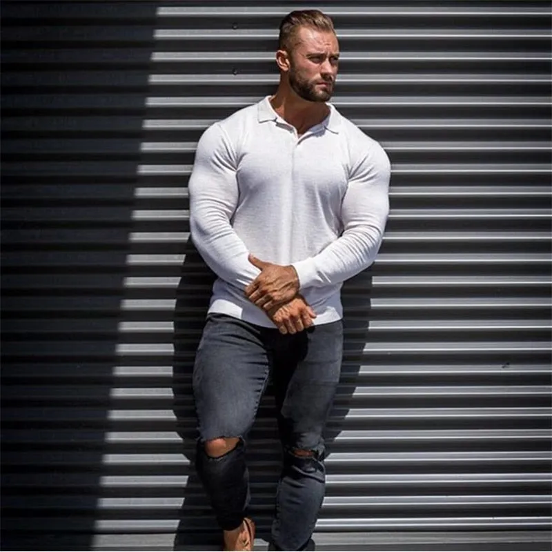 Breathable  Long Sleeve Polo Fitness T-Shirt