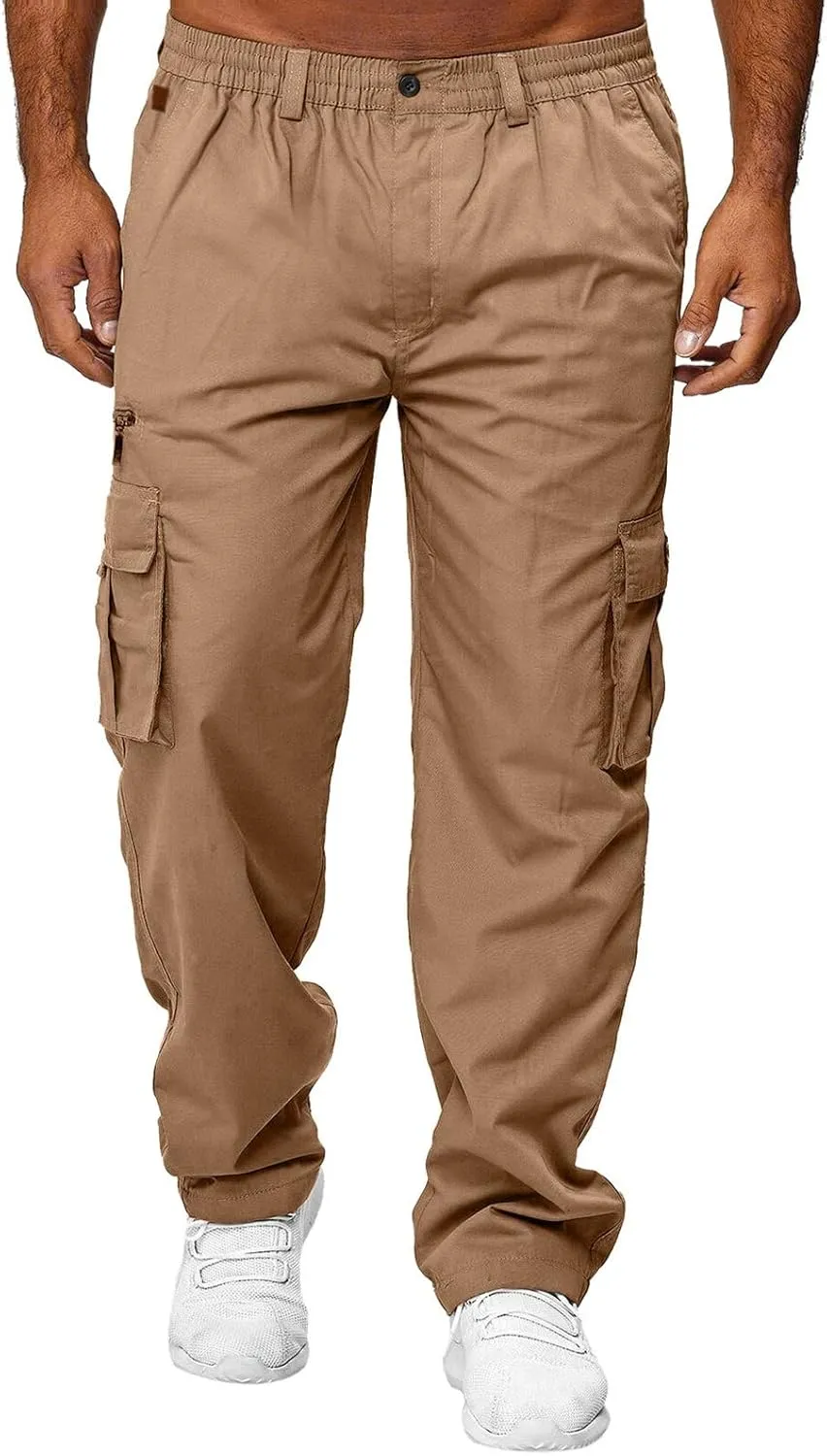 Cargo Work Pants for Men Classic-Fit Ripstop Lightweight Trousers Casual Tactical Hiking Bottom Pant Multi-Pockets