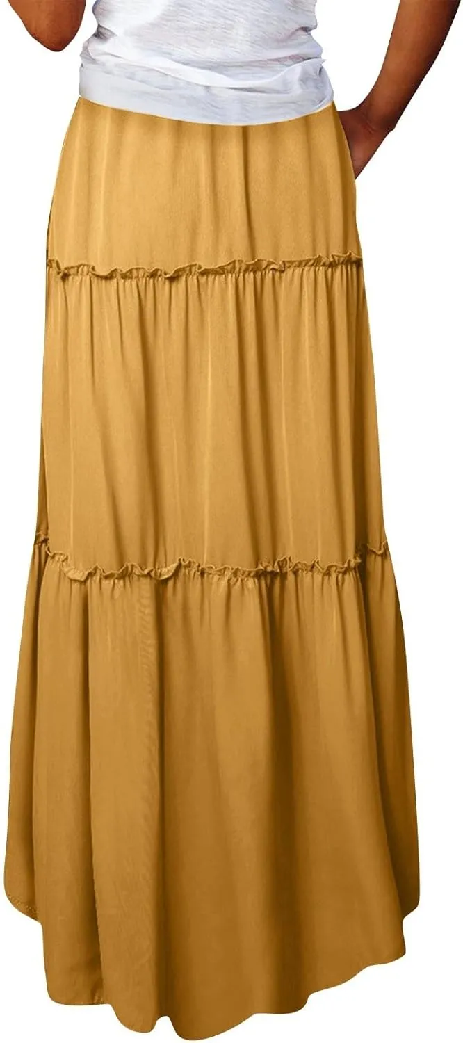 Casual Skirts for Women, Beach Vacation Trendy Summer Solid Color Womens Skirts