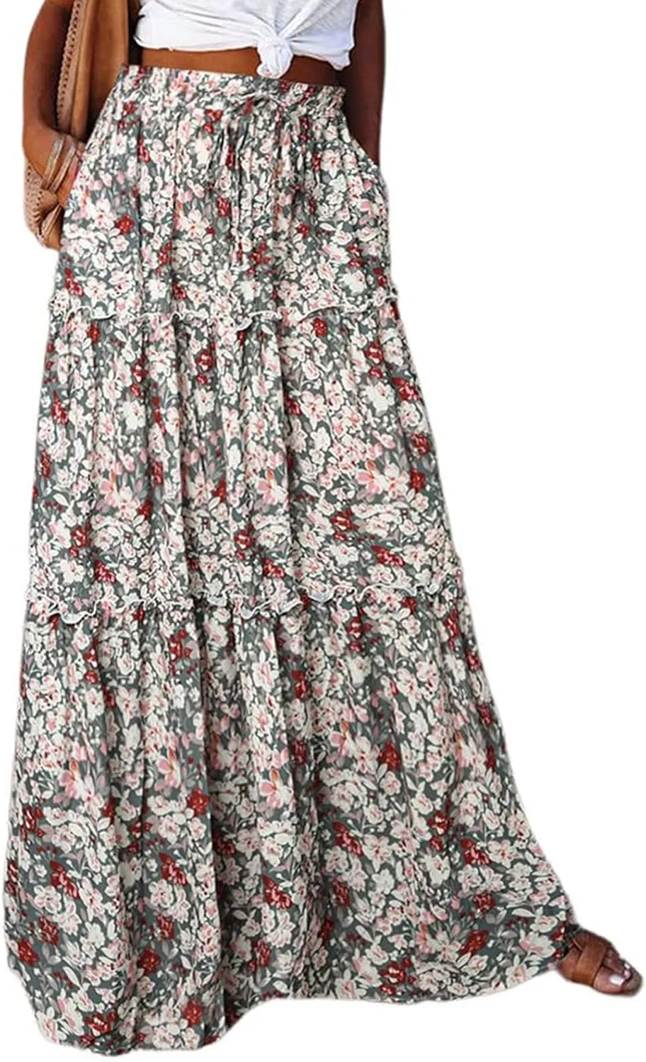 Casual Vacation Maxi Skirt, High Waisted Trendy Flowy 2025 Elegantes Long Skirt