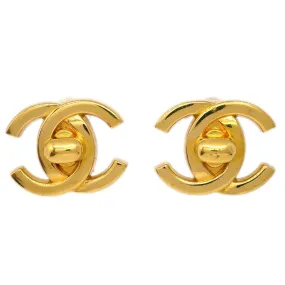 Chanel Cc Turnlock Earrings Clip-On Gold