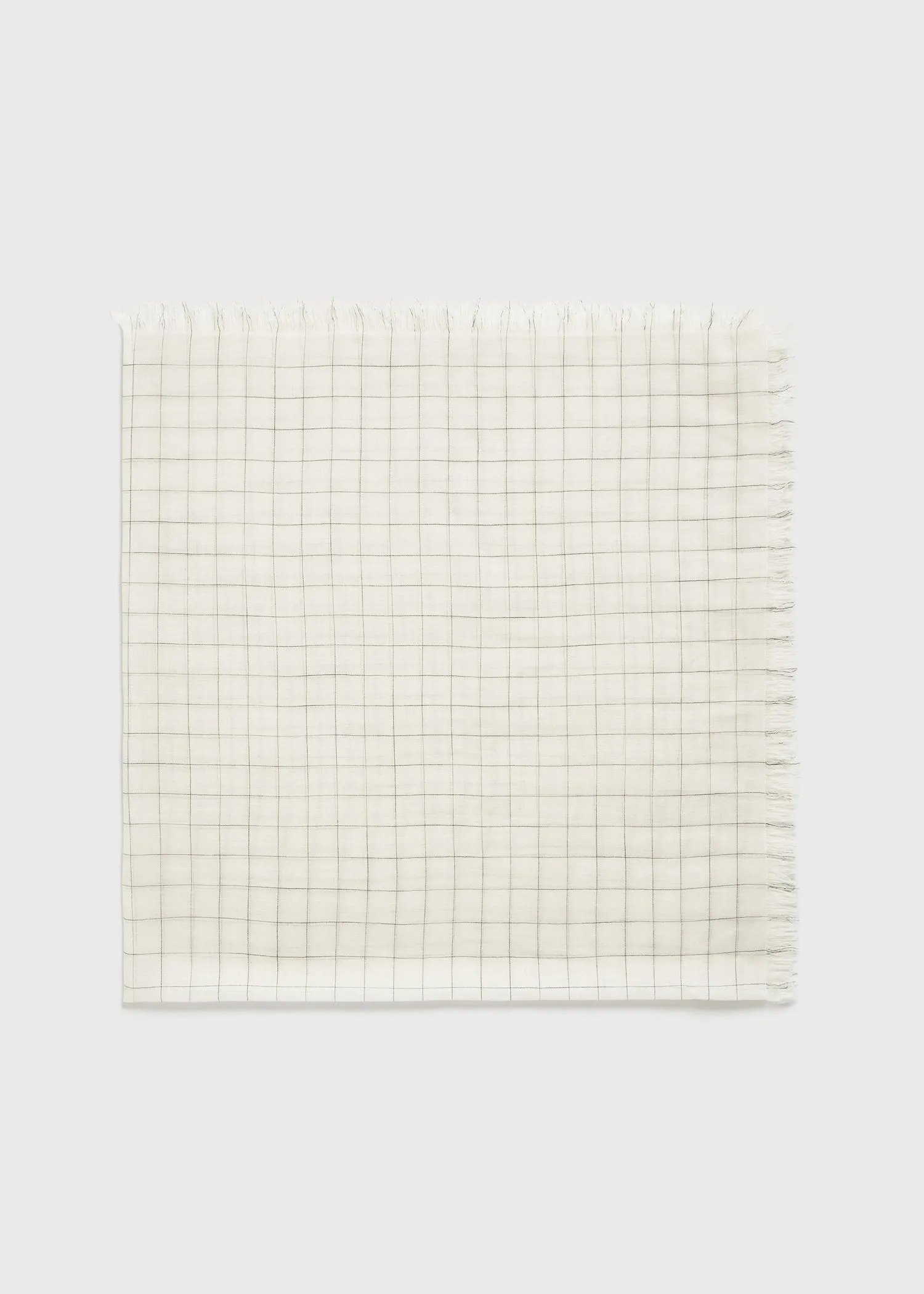 Checked light wool scarf ecru/black