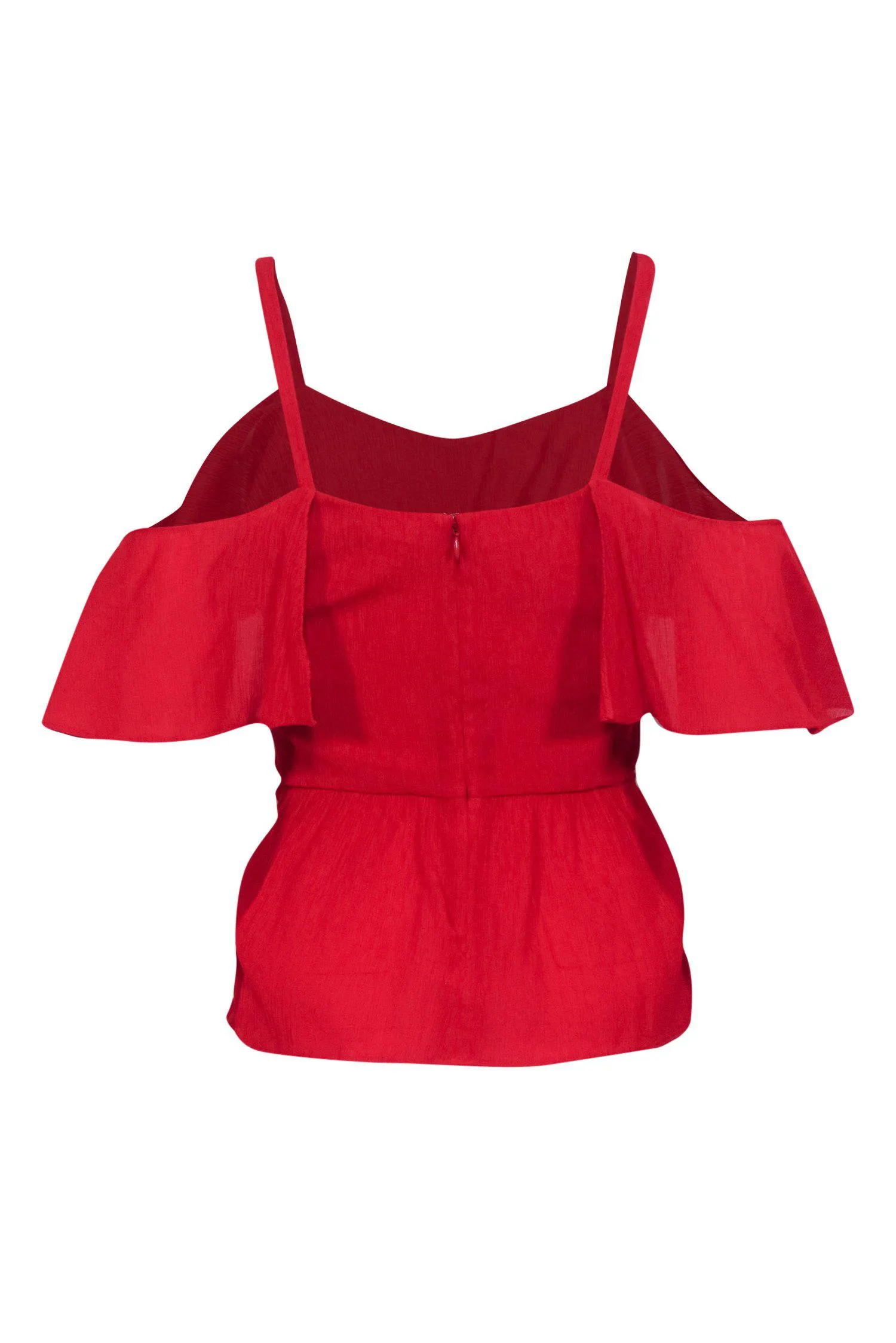 Club Monaco - Red Sleeveless Blouse w/ Cold Shoulders & Flounce Hem Sz XXS