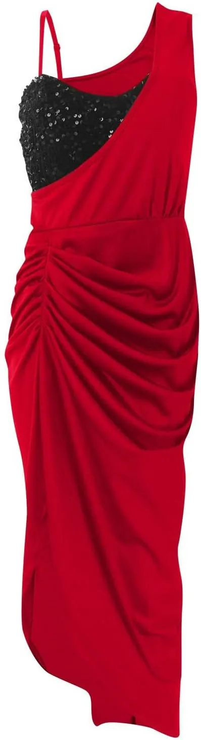Cocktail Dress for Women,2024 Elegant Sexy Skinny Wedding Guest Dress,Trendy Ruched Slit Irregular Party Dress