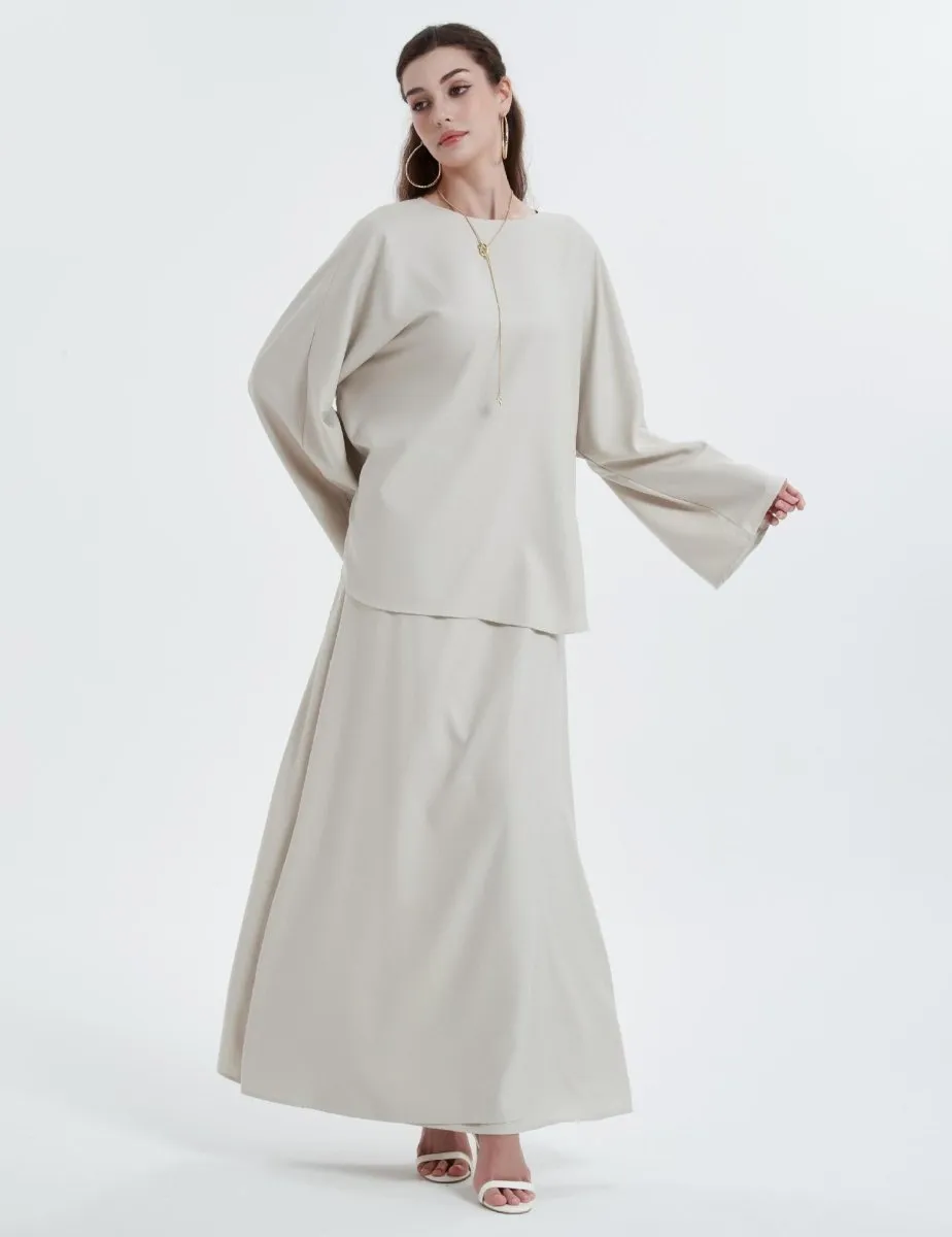 Cotton Linen Loose Top With Tie Split Half-body Long Skirt (MA116)