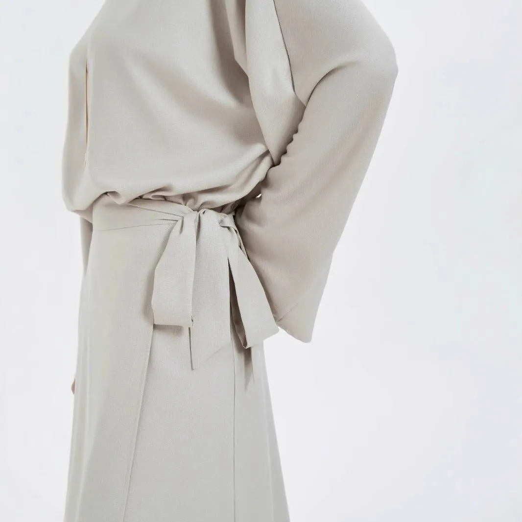 Cotton Linen Loose Top With Tie Split Half-body Long Skirt (MA116)