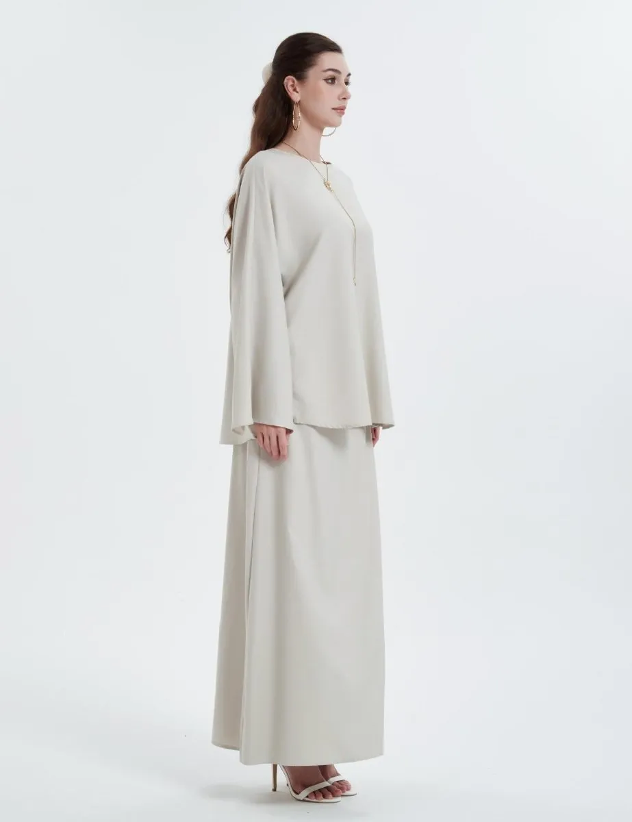 Cotton Linen Loose Top With Tie Split Half-body Long Skirt (MA116)