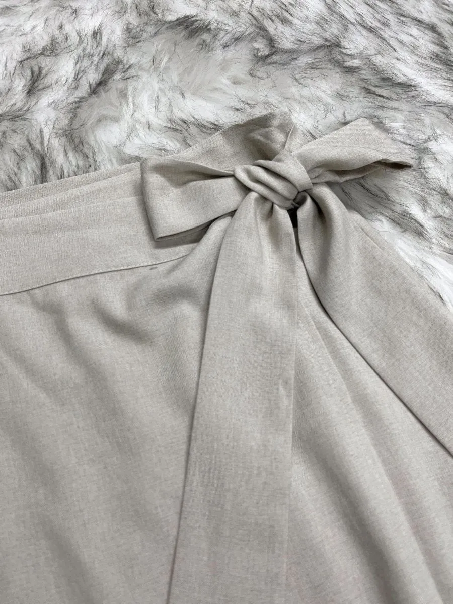 Cotton Linen Loose Top With Tie Split Half-body Long Skirt (MA116)