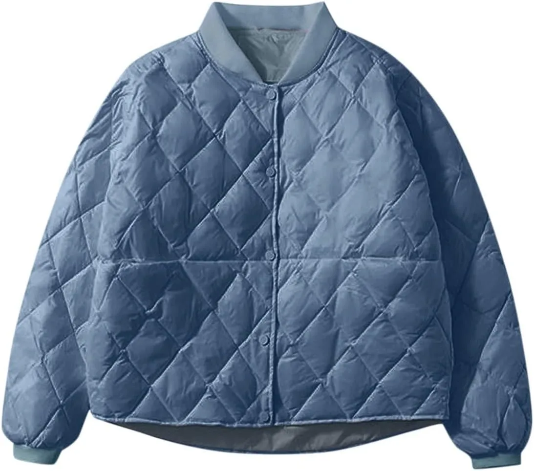 Cropped Puffer Jacket Women Ultralight Down Coat Packable Parkas Jacket Outerwear Full Zip Winter Hooded Insulated Coat