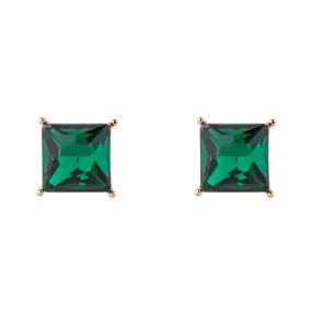 D&X Emerald Green Square Diamanté Stud Earrings