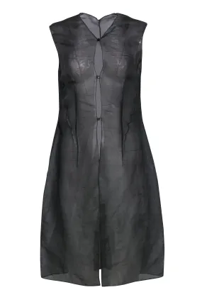 Donna Karan - Greenish Gray Sheer Long Silky Vest Sz 10