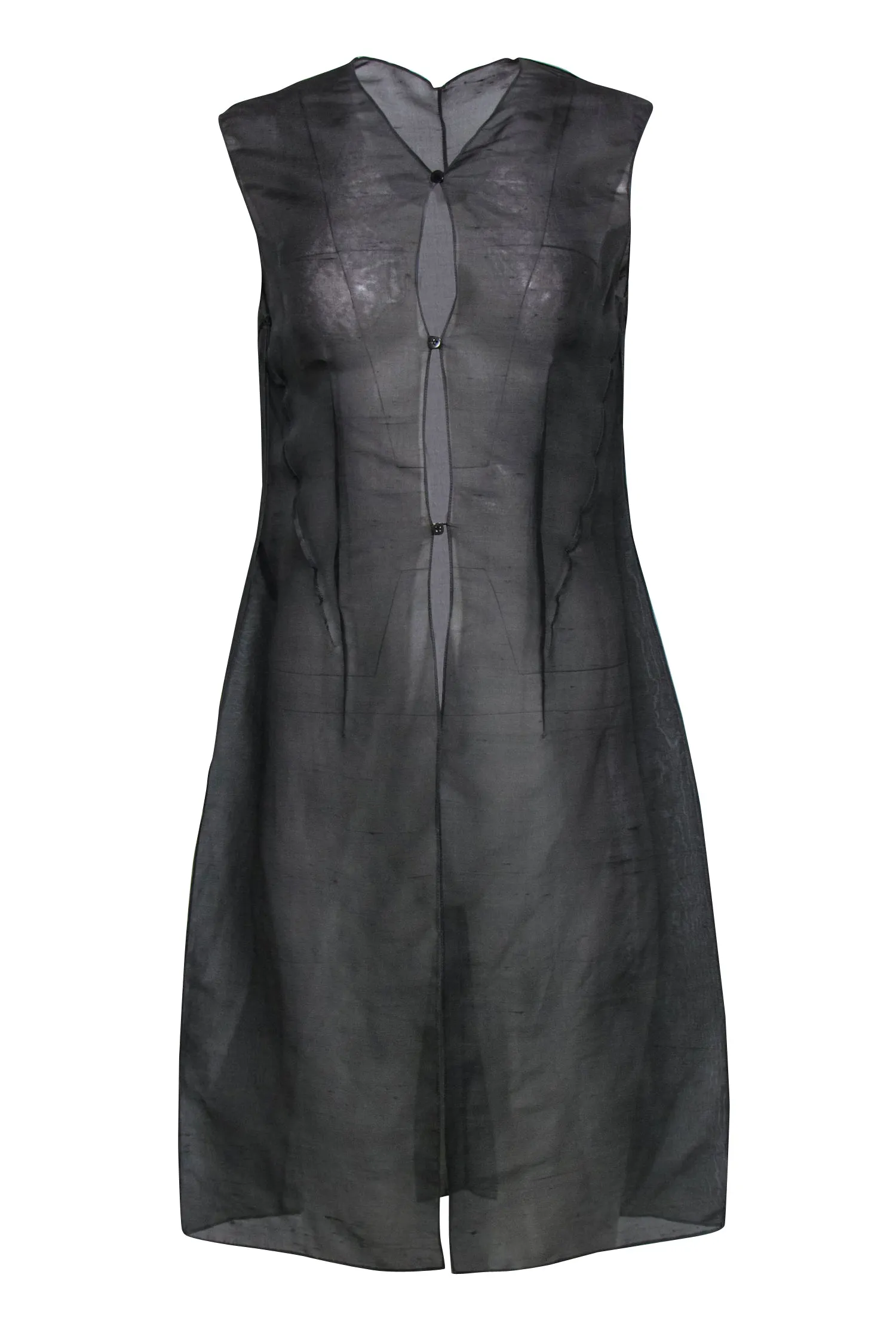 Donna Karan - Greenish Gray Sheer Long Silky Vest Sz 10