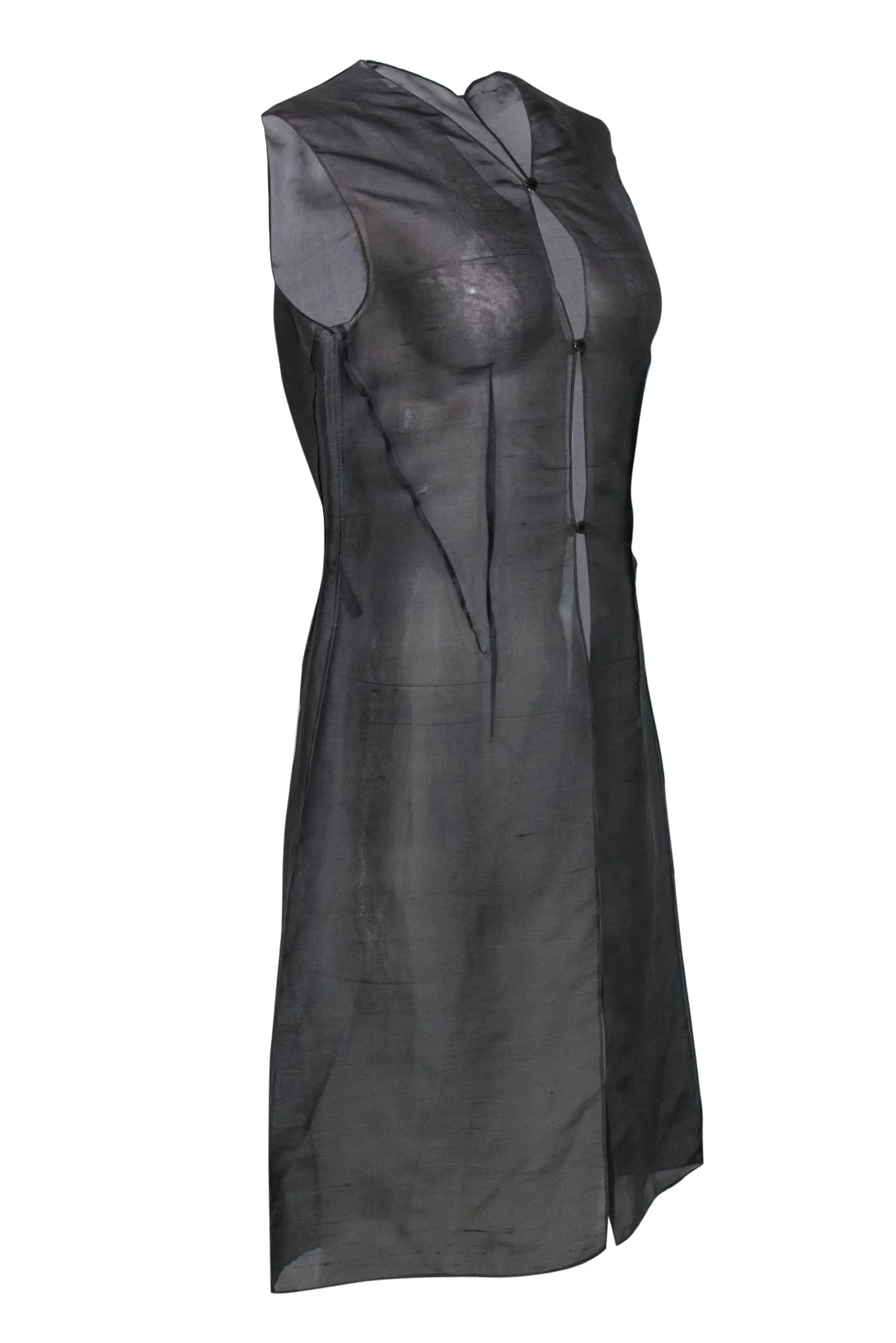 Donna Karan - Greenish Gray Sheer Long Silky Vest Sz 10