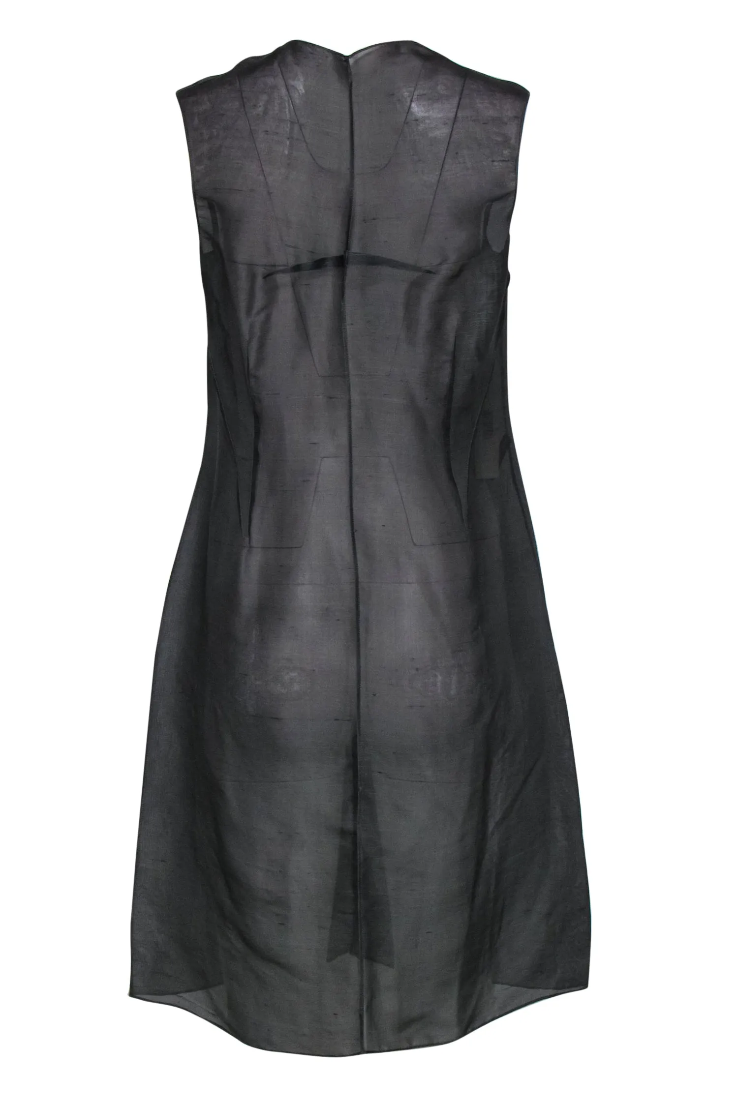 Donna Karan - Greenish Gray Sheer Long Silky Vest Sz 10