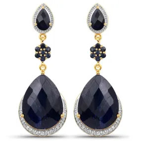 Dyed Sapphire, Blue Sapphire & White Topaz Silver Earrings