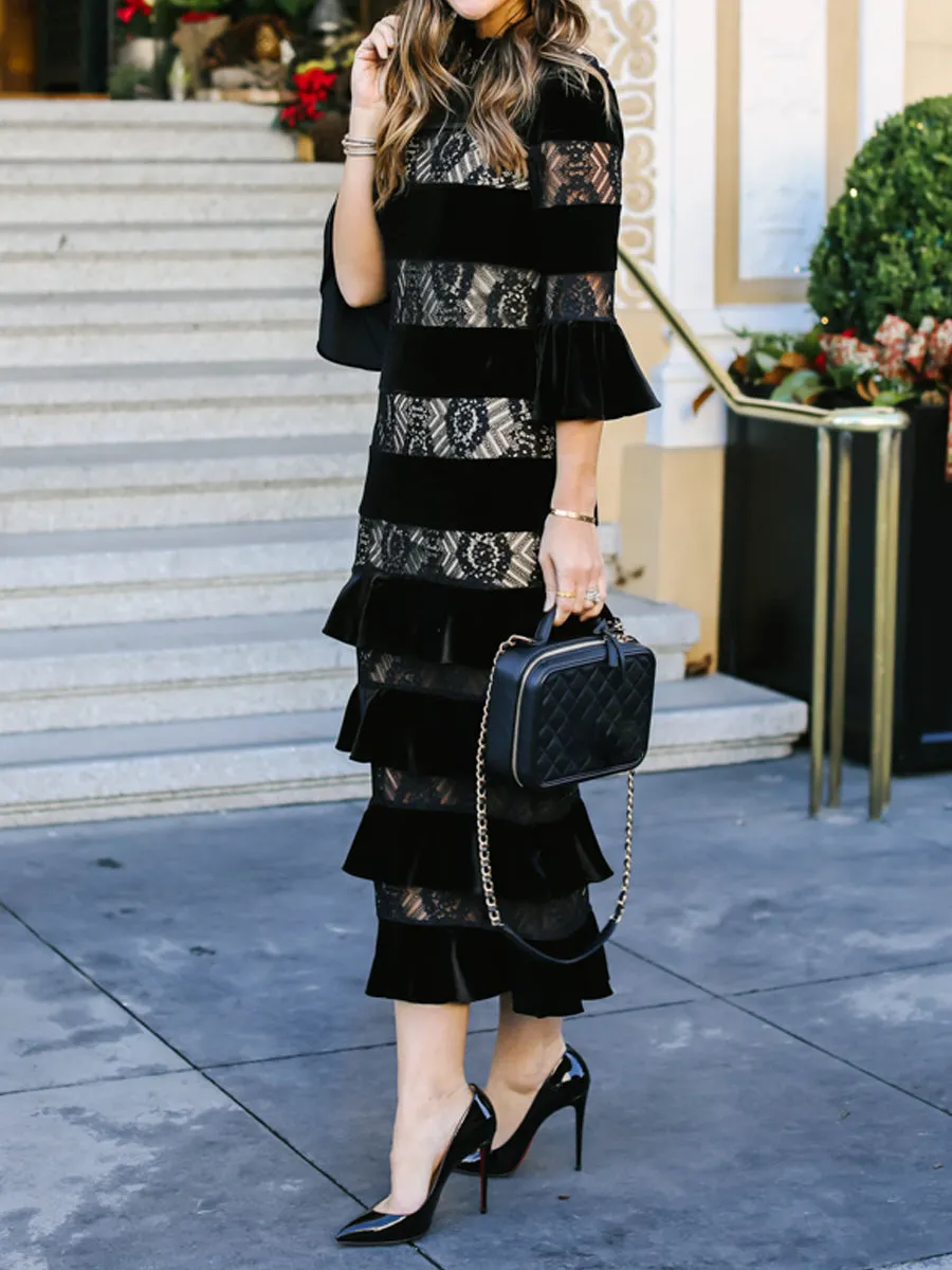 Elegant Lace Patchwork Party Dress