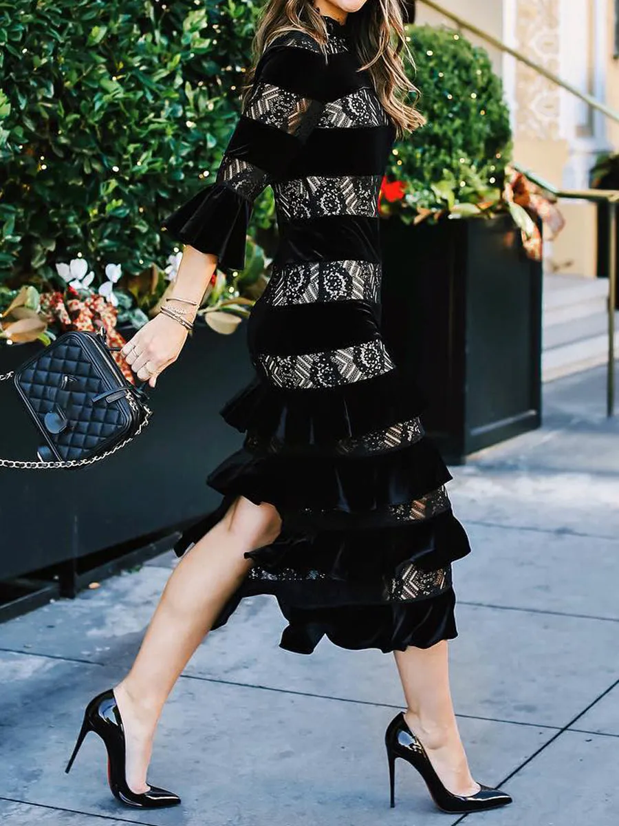 Elegant Lace Patchwork Party Dress