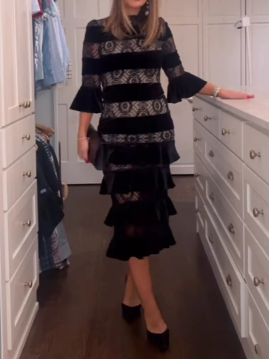 Elegant Lace Patchwork Party Dress
