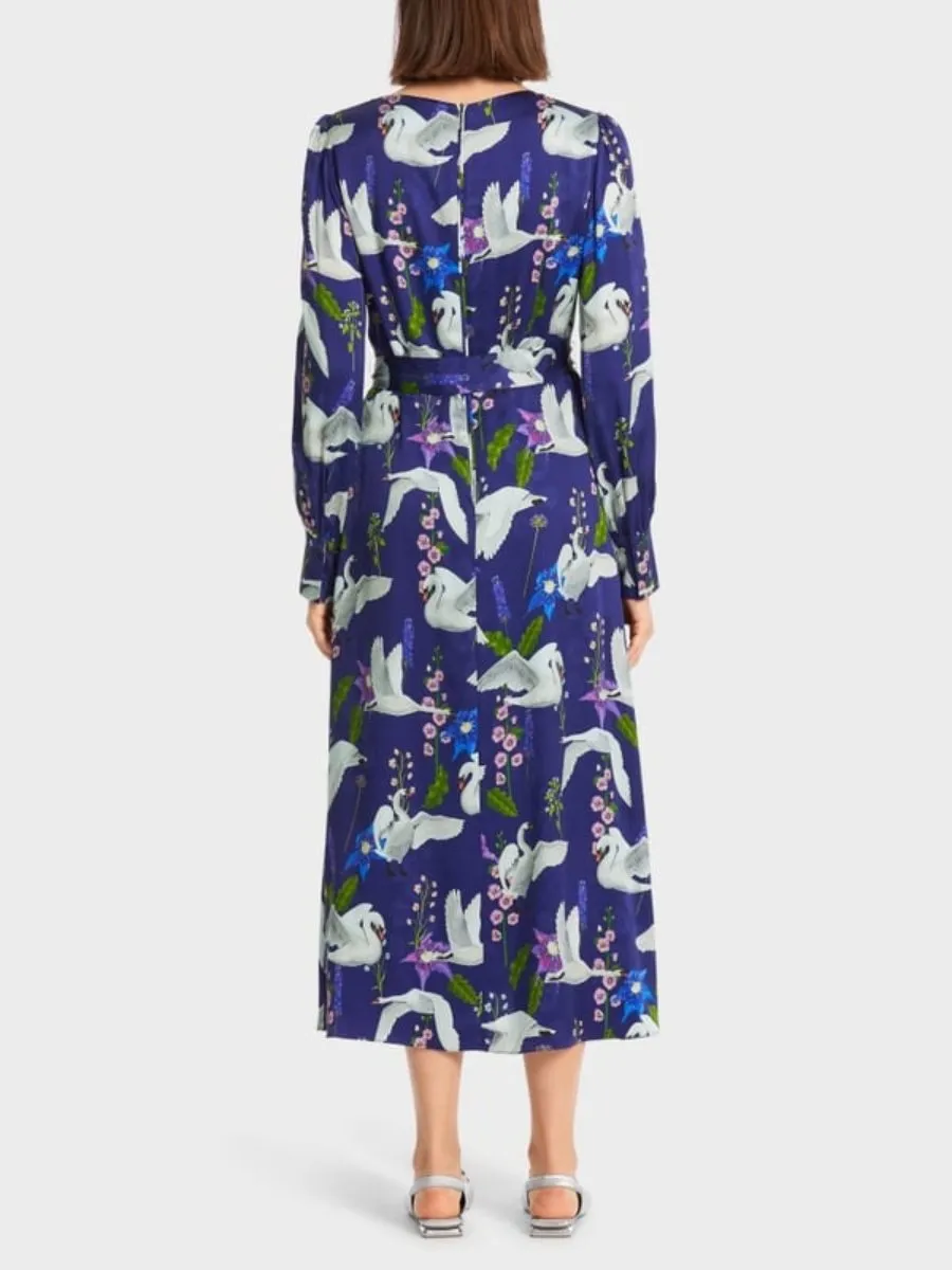Elegant Silk Printed Swan Dress