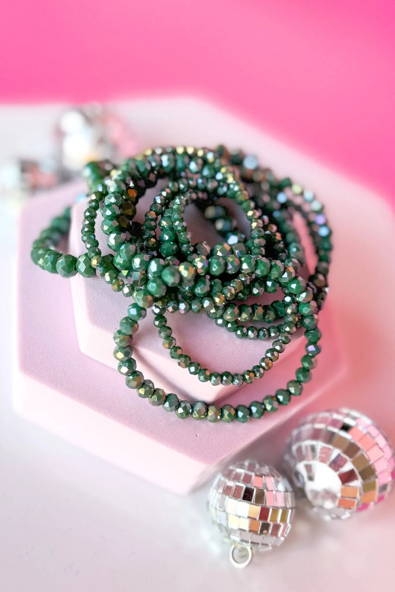 Emerald Multi Bead Bracelet Stack
