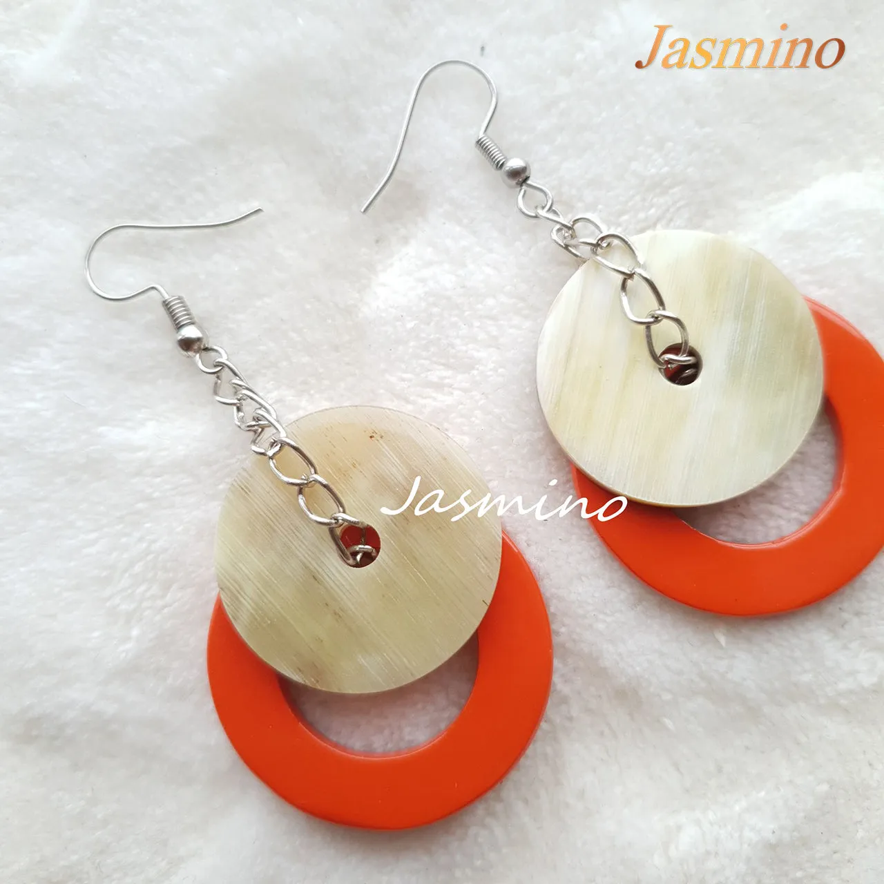 Exquisite Bohemian Double Circle Dangle Earrings Made By Natural Buffalo Horn