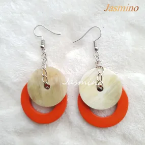 Exquisite Bohemian Double Circle Dangle Earrings Made By Natural Buffalo Horn
