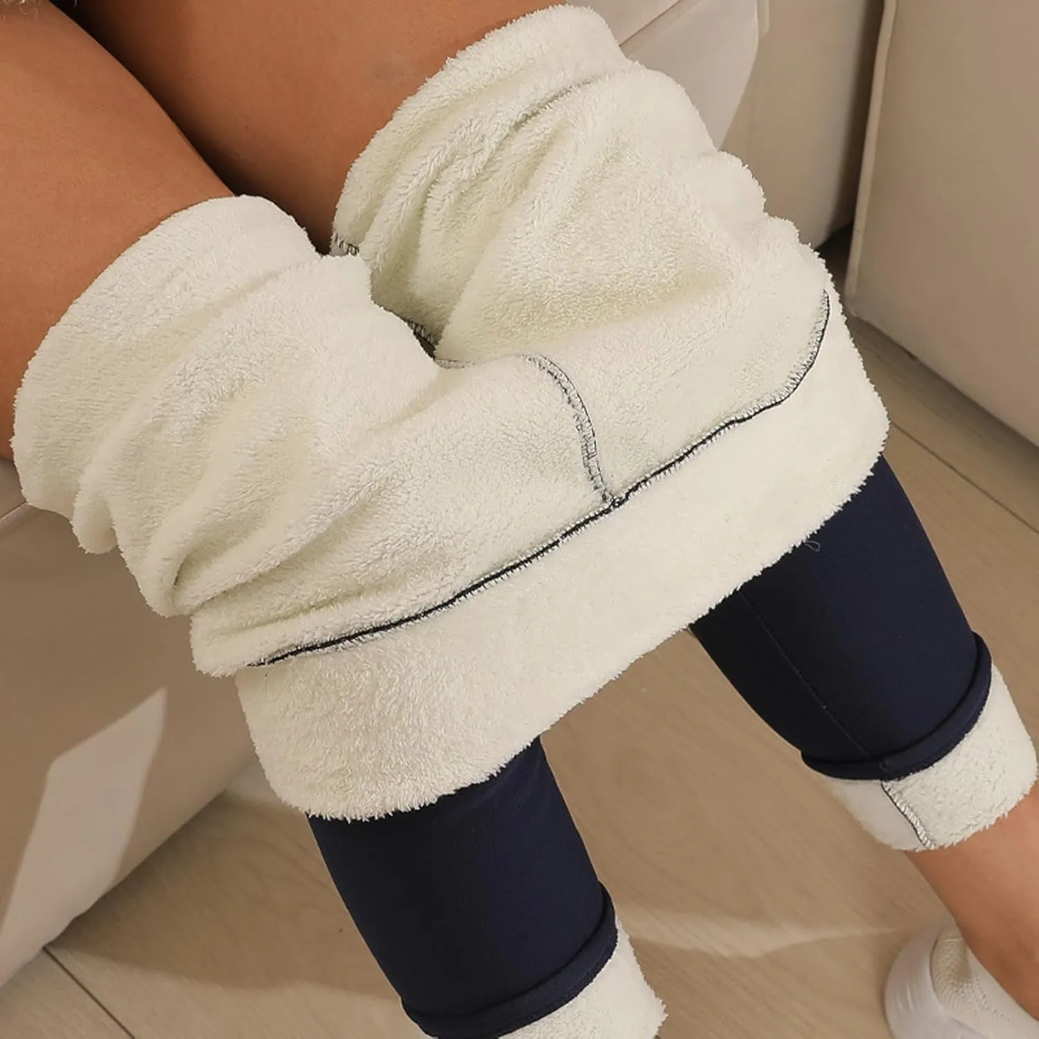 Fleece Lined Leggings Women with Pockets Warm Thick High Waisted Thermal Leggings Soft Wool Leggings Cold Weather