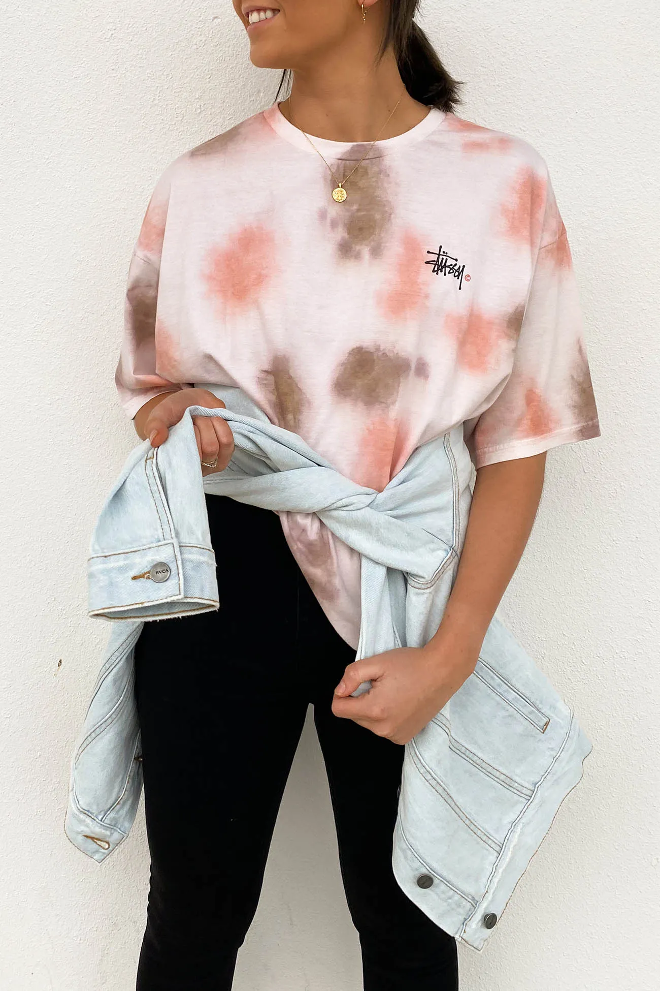 Graffiti Tie Dye Relaxed Tee Blush