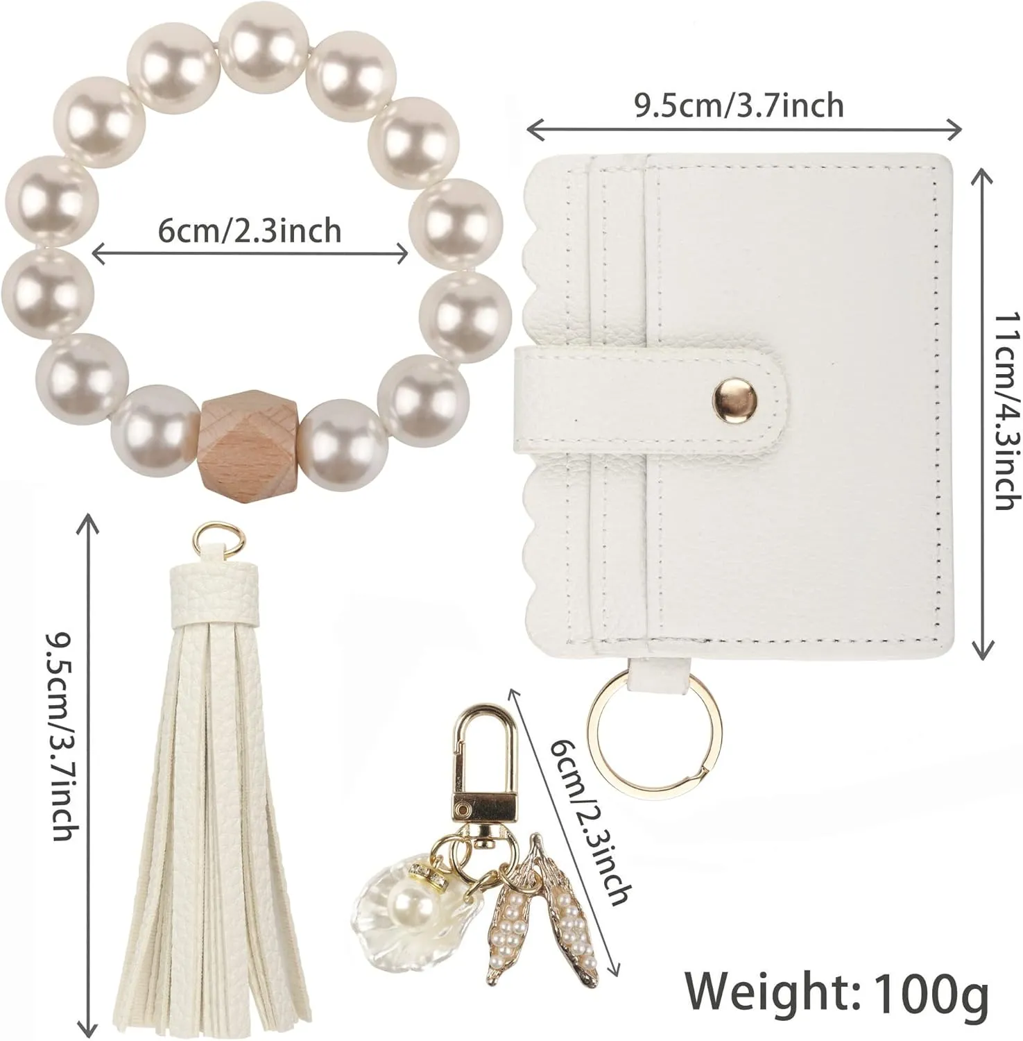 Guran Wristlet Wallet Bracelet Keychain,Card Holder Purse Tassel Keychain Bangle Key Ring for Women