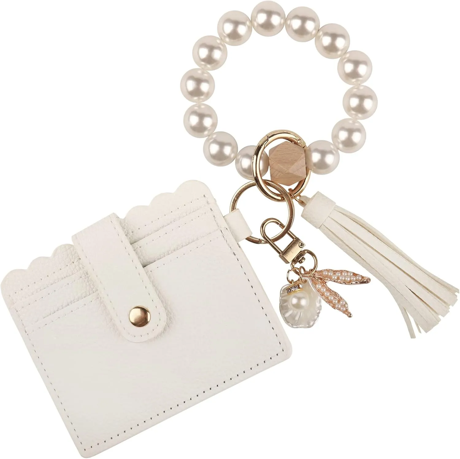 Guran Wristlet Wallet Bracelet Keychain,Card Holder Purse Tassel Keychain Bangle Key Ring for Women