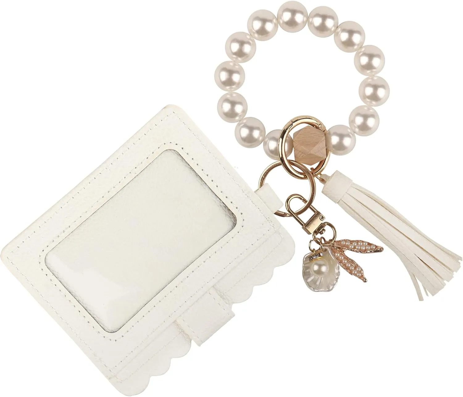 Guran Wristlet Wallet Bracelet Keychain,Card Holder Purse Tassel Keychain Bangle Key Ring for Women