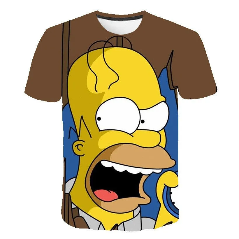 Homer Simpson Shirt Breathable Casual round Neck Short Sleeves T-shirt