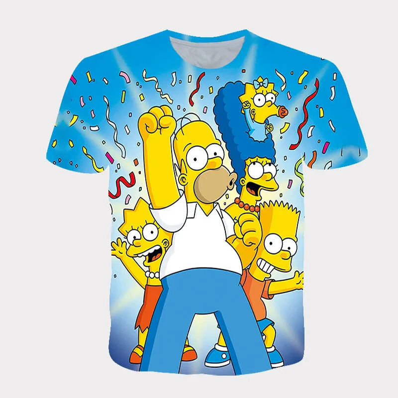 Homer Simpson Shirt Breathable Casual round Neck Short Sleeves T-shirt
