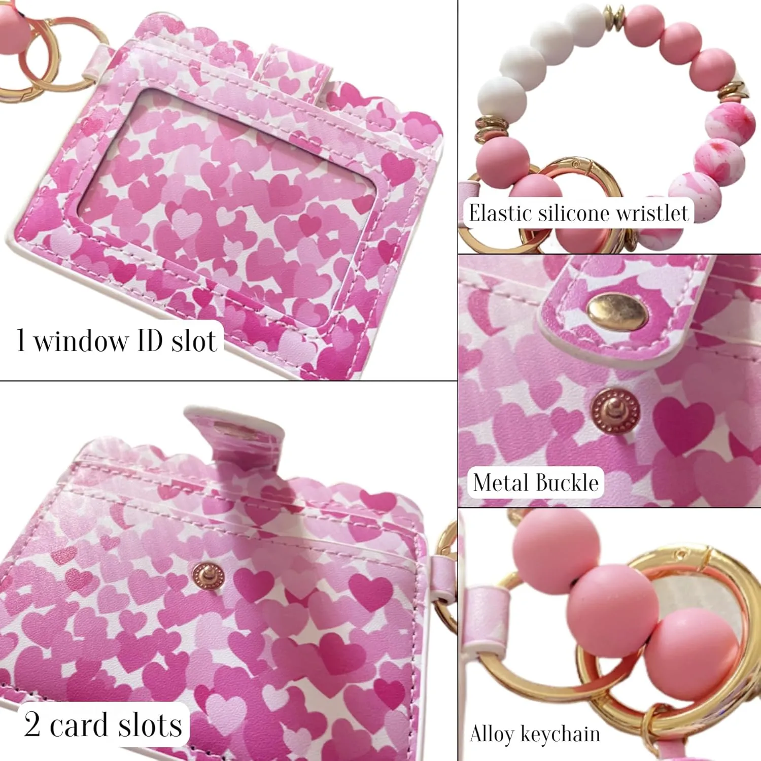 HUSSATOP Wristlet Bracelet Keychain with Butterfly Print Credit Card Holder Purse Pocket Zip Slim Wallet Key Ring for Women